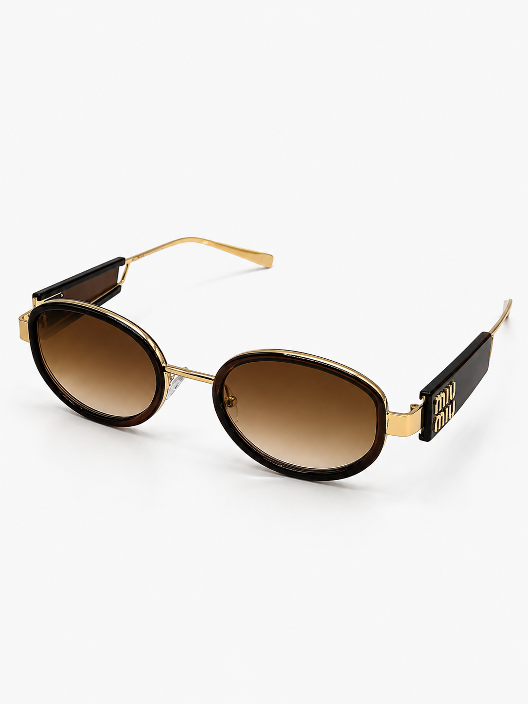 Miu Miu Metal Round Gold x Brown