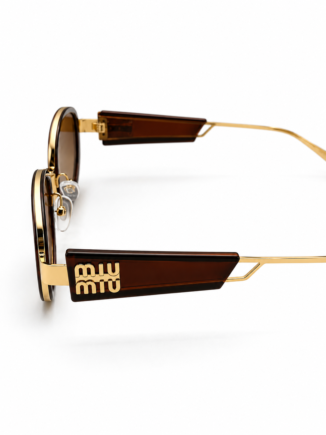 Miu Miu Metal Round Gold x Brown